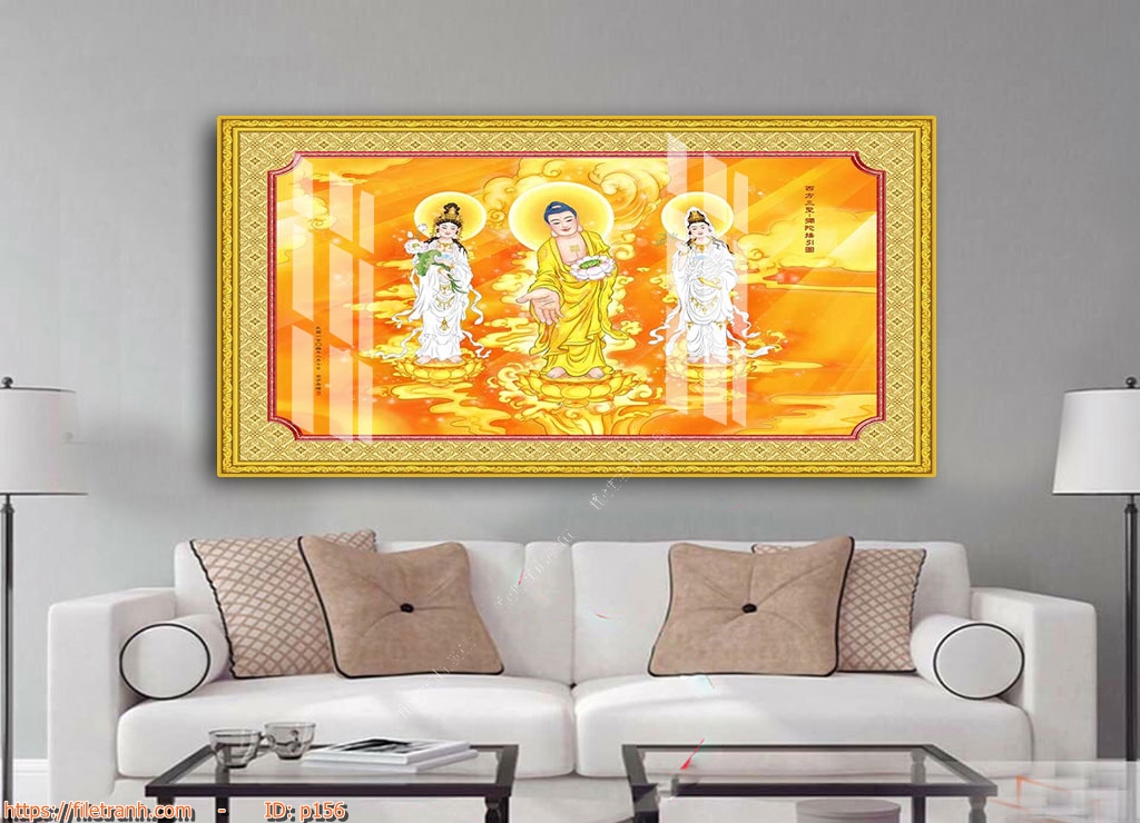 Tranh Tây Phương Tam Thánh thờ bộ ba trang nghiêm